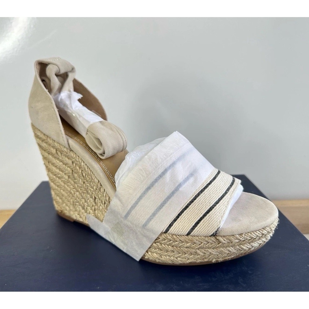 Splendid Barke Espadrille Wedge Heels Cream Striped / Women's 10